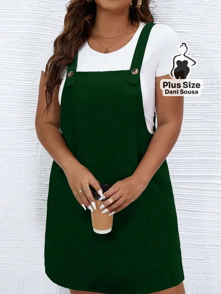 Vestido Salopete com Alças Plus Size Vestido Salopete com Alças Plus Size