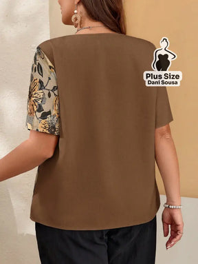 Blusa Assimétrica Com Detalhes Florais Plus Size Blusa Assimétrica Com Detalhes Florais Plus Size