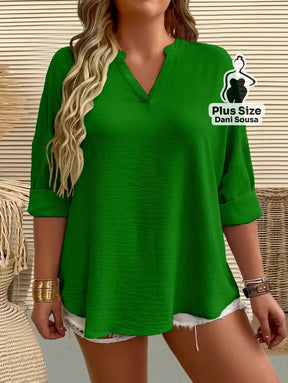 Blusa Casual de Manga Longa e Tecido Leve Plus Size Blusa Casual de Manga Longa e Tecido Leve Plus Size