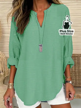Blusa Casual de Manga Longa e Tecido Leve Plus Size Verde Menta / G Blusa Casual de Manga Longa e Tecido Leve Plus Size