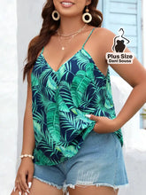 Blusa de Alças Com Estampa Tropical Plus Size Blusa de Alças Com Estampa Tropical Plus Size