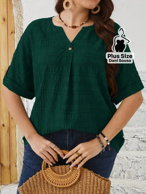 Blusa Elegante Com Botão Frontal Plus Size Blusa Elegante Com Botão Frontal Plus Size