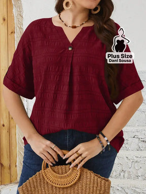Blusa Elegante Com Botão Frontal Plus Size Blusa Elegante Com Botão Frontal Plus Size