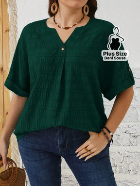 Blusa Elegante Com Botão Frontal Plus Size Blusa Elegante Com Botão Frontal Plus Size