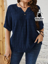 Blusa Elegante Com Botão Frontal Plus Size Azul / G Blusa Elegante Com Botão Frontal Plus Size