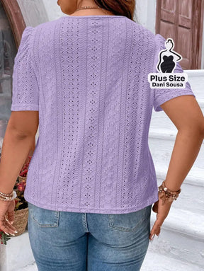 Blusa Em Laise Com Mangas Bufantes Plus Size Blusa Em Laise Com Mangas Bufantes Plus Size