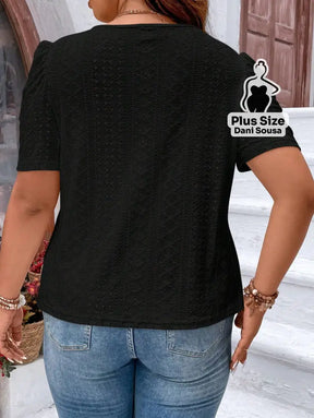Blusa Em Laise Com Mangas Bufantes Plus Size Blusa Em Laise Com Mangas Bufantes Plus Size