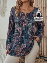 Blusa Estampada Boho Com Manga Longa e Decote Redondo Plus Size Blusa Estampada Boho Com Manga Longa e Decote Redondo