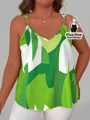 Blusa Estampada Com Alças Decorativas Plus Size Blusa Estampada Com Alças Decorativas Plus Size