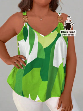 Blusa Estampada Com Alças Decorativas Plus Size Blusa Estampada Com Alças Decorativas Plus Size