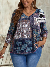 Blusa Estampada De Manga Longa Com Bolsos Plus Size Multicolorido / G Blusa Estampada De Manga Longa Com Bolsos Plus