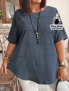 Blusa Estilo Casual Com Detalhe De Camadas Plus Size Blusa Estilo Casual Com Detalhe De Camadas Plus Size