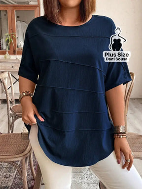Blusa Estilo Casual Com Detalhe De Camadas Plus Size Blusa Estilo Casual Com Detalhe De Camadas Plus Size