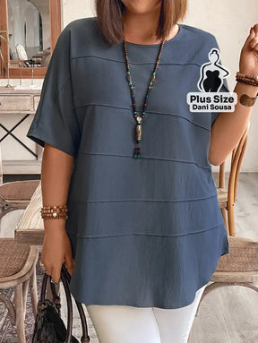 Blusa Estilo Casual Com Detalhe De Camadas Plus Size Azul / G Blusa Estilo Casual Com Detalhe De Camadas Plus Size