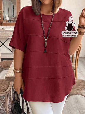 Blusa Estilo Casual Com Detalhe De Camadas Plus Size Vinho / G Blusa Estilo Casual Com Detalhe De Camadas Plus Size