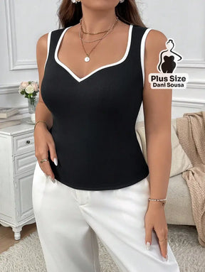 Blusa Regata com Acabamento Contrastante Plus Size Blusa Regata com Acabamento Contrastante Plus Size