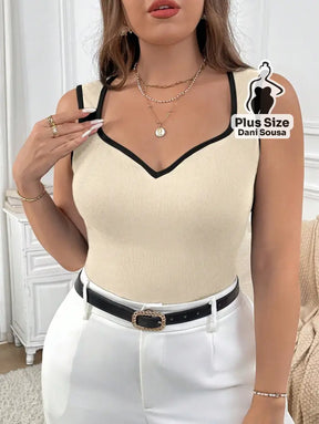 Blusa Regata com Acabamento Contrastante Plus Size Damasco / G Blusa Regata com Acabamento Contrastante Plus Size