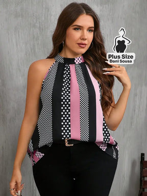 Blusa Regata Estampada Com Gola Alta Plus Size Blusa Regata Estampada Com Gola Alta Plus Size