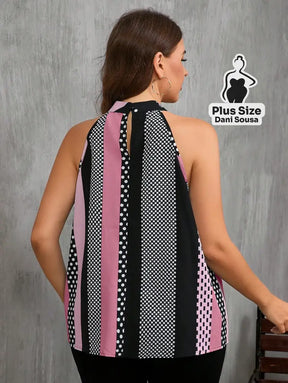 Blusa Regata Estampada Com Gola Alta Plus Size Blusa Regata Estampada Com Gola Alta Plus Size