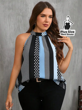Blusa Regata Estampada Com Gola Alta Plus Size Blusa Regata Estampada Com Gola Alta Plus Size