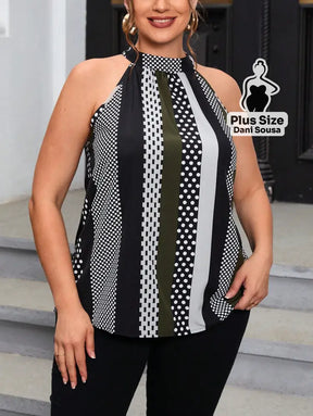 Blusa Regata Estampada Com Gola Alta Plus Size Blusa Regata Estampada Com Gola Alta Plus Size