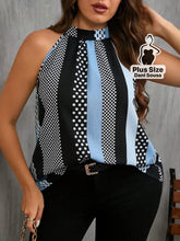 Blusa Regata Estampada Com Gola Alta Plus Size Azul / G Blusa Regata Estampada Com Gola Alta Plus Size