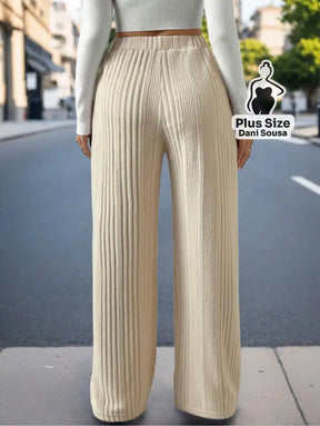 Calça Canelada Pantalona Confortável Plus Size Calça Canelada Pantalona Confortável Plus Size