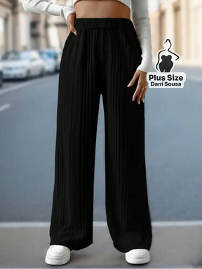Calça Canelada Pantalona Confortável Plus Size Calça Canelada Pantalona Confortável Plus Size