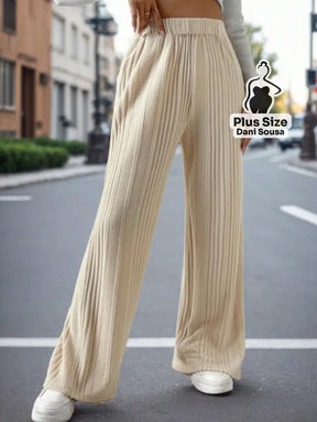Calça Canelada Pantalona Confortável Plus Size Calça Canelada Pantalona Confortável Plus Size