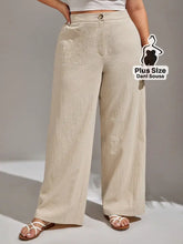 Calça Pantalona de Linho Com Fechamento Frontal Plus Size Damasco / G Calça Pantalona de Linho Com Fechamento Frontal