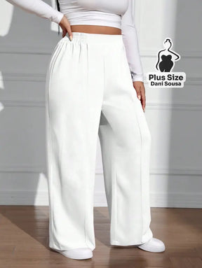 Calça Pantalona Estilo Conforto Plus Size Branco / G Calça Pantalona Estilo Conforto Plus Size