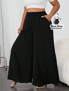 Calça Pantalona Preta Elegante Plus Size Preto / G Calça Pantalona Preta Elegante Plus Size