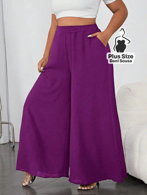Calça Pantalona Preta Elegante Plus Size Roxo / G Calça Pantalona Preta Elegante Plus Size