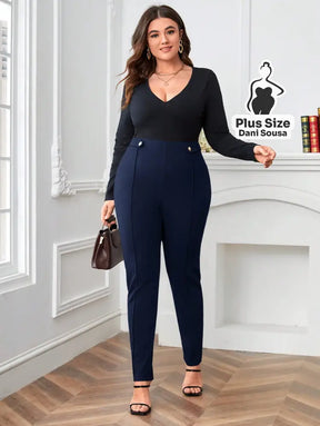 Calça Skinny Alfaiatada Elegante Plus Size Calça Skinny Alfaiatada Elegante Plus Size