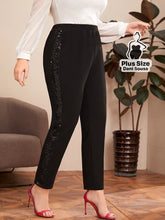 Calça Social Com Detalhe de Lantejoulas Nas Laterais Plus Size Calça Social Com Detalhe de Lantejoulas Nas Laterais