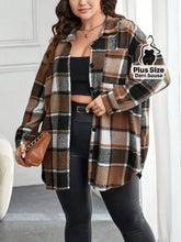 Camisa Oversized Xadrez Com Bolsos Plus Size Castanho / G Camisa Oversized Xadrez Com Bolsos Plus Size
