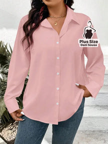 Camisa Social Clássica de Botões Plus Size Rosa Chiclete / G Camisa Social Clássica de Botões Plus Size
