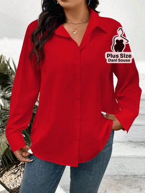 Camisa Social Clássica de Botões Plus Size Vermelho / G Camisa Social Clássica de Botões Plus Size