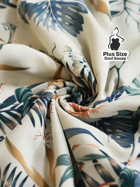 Conjunto Cropped e Calça Pantalona Estampado Plus Size Conjunto Cropped e Calça Pantalona Estampado Plus Size