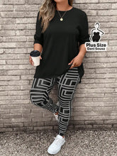 Conjunto de Blusa Longa e Legging Estampada Geométrica Plus Size Cor 1 / G Conjunto de Blusa Longa e Legging Estampada