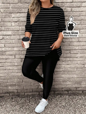 Conjunto de Blusa Longa e Legging Estampada Geométrica Plus Size Cor 2 / G Conjunto de Blusa Longa e Legging Estampada
