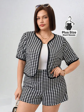 Conjunto Elegante De Alfaiataria Estampado Plus Size Conjunto Elegante De Alfaiataria Estampado Plus Size