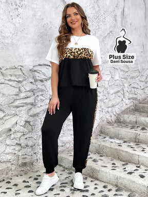 Conjunto Esportivo Com Detalhes Animal Print Plus Size Conjunto Esportivo Com Detalhes Animal Print Plus Size