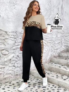 Conjunto Esportivo Com Detalhes Animal Print Plus Size Conjunto Esportivo Com Detalhes Animal Print Plus Size