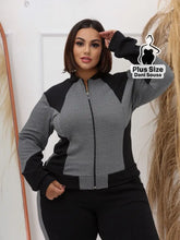 Conjunto Esportivo Com Zíper E Detalhes Modernos Plus Size Cinza / G Conjunto Esportivo Com Zíper E Detalhes Modernos