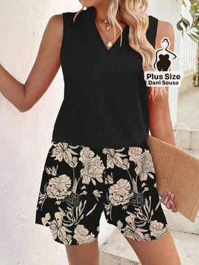 Conjunto Regata e Short Floral Plus Size Conjunto Regata e Short Floral Plus Size