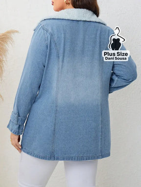 Jaqueta Jeans Forrada Com Lã Plus Size Jaqueta Jeans Forrada Com Lã Plus Size