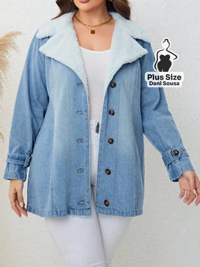 Jaqueta Jeans Forrada Com Lã Plus Size Jaqueta Jeans Forrada Com Lã Plus Size