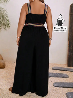 Macacão Com Detalhes Trançados Plus Size Macacão Com Detalhes Trançados Plus Size