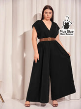 Macacão De Corte Elegante Com Decote V Plus Size Preto / G Macacão De Corte Elegante Com Decote V Plus Size